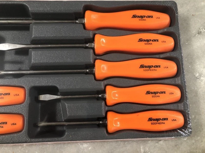 NEW Snap-On ORANGE 10 pc Hard Handle Screwdriver Magnetic Prybar Set SDDDPBX100O - Image 2 of 4