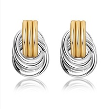 Knot Link Earrings for Women Chunky Circle Drop Dangle Earrings Studs Trendy ...