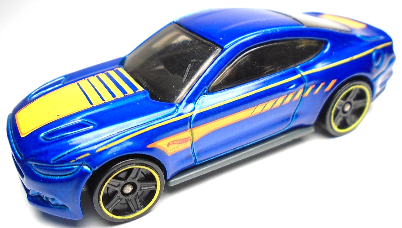 2014 HOT WHEELS HW 2015 FORD MUSTANG GT BLUE DIECAST 2 3/4" CAR ORANGE & YELLOW