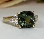 5 Ct Certified Cushion Shape Natural Green Diamond Ring VVS1 Yellow Gold Finish