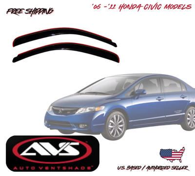 2006-2011 Honda Civic Low Profile AVS Window Vent Visors Rain Deflector 2PC.