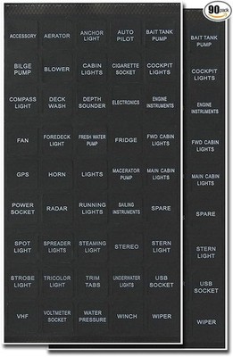 2-Pack Black Decal Sticker Label Sheets for Caravan Boat Dash Board Instrument P