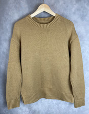 GAP 100 Cotton Women's XS Oversize Crew Neck Pullover Sweater Camel Slit