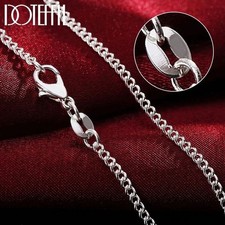 GENUINE 925 STERLING SILVER CURB CHAIN NECKLACE LOBSTER CLASP 16"-30" GIFTS