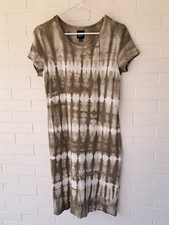 Gap Women's Tie Dye Cotton Modal Jersey Dress One Short Sleeve Olive Green Small