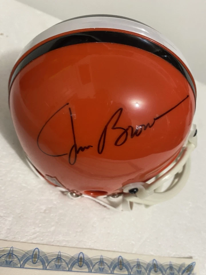 Minicasco firmado por Jim Brown de los Cleveland Browns de la NFL con autenticidad ¡Envío gratuito! Foto 2 de 4