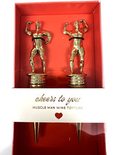 RARE! Garven 2 Body Builder MUSCLE Man Wine Bottle Stoppers & FAST FREE SHIP!