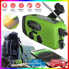 Emergency Radio Hand Crank Solar 2000mAh Power Bank Charger Flash Light AM/FM