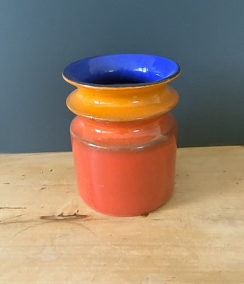 Carstens Tönnieshof Vase orangerot blau POP ART 60/70er Vintage Ø 12 H 15 cm