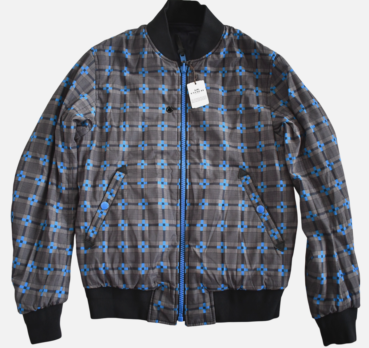 $595 New COACH Dark Navy REVERSIBLE Lightweight Nylon MA 1 BOMBER