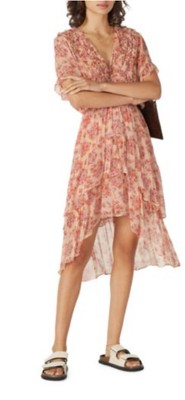 Kooples Shark Hem Floral Mini Dress Sz 2 (Medium) Floral Pink $511