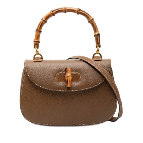 Gucci Bamboo Handbag Shoulder Bag 2WAY 000460188 Brown Leather Wom... GZl1igt0