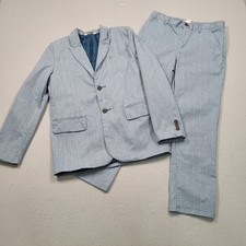 Cat Jack Boys Blue Pinstripe Suit Blazer Jacket 14 and Pants 16 Set Preppy