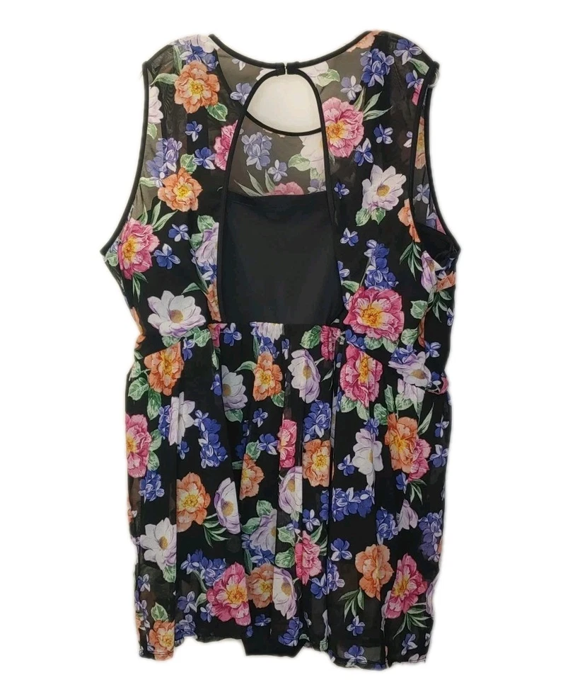 Torrid Modest Swim Dress Woman Plus Sz 6XF Black Mesh Floral Overlay Pool Beach - Image 2 of 4
