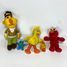 Sesame Street Plush Lot Stuffed Animals Bert Elmo Big Bird Duckie Twiddlebug VTG