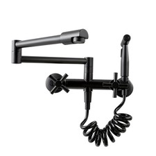 Wall Mount Kitchen Faucets with Side Sprayer, 6 Inch Center Commercial Sink F...