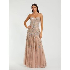 Mac Duggal 10100 Pink Strapless Sweetheart Embellished Net Gown Size 6 NWT