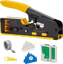 Cat7 RJ45 Crimping Tool, Cat 7 Cat6 Cat5 Pass through Ethernet Crimping Tool Kit