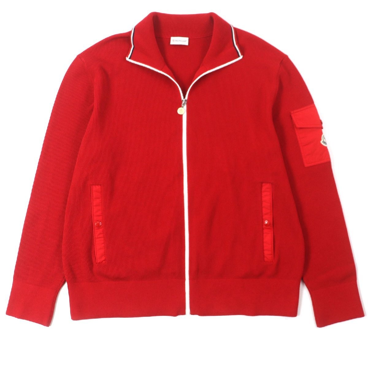 Moncler 2022 Logo Patch Zip-Up Rib Knit Cardigan Tricot