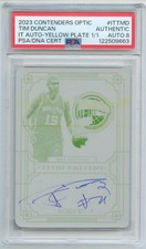 2023-24 Panini Contenders Optic Tim Duncan Auto Yellow Plate 1/1 PSA AU 8 HOF