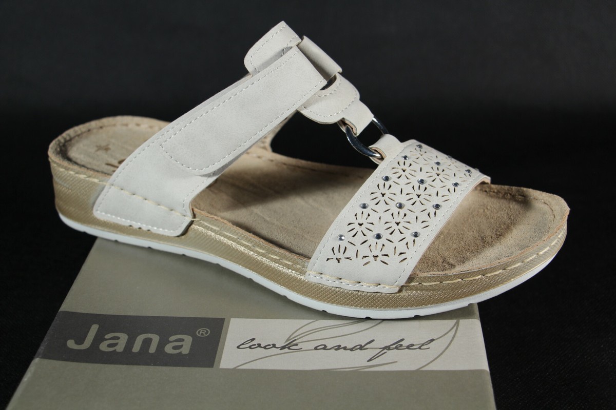 Jana Pantolette Pantoletten Hauschuhe Pantoffel Schuhe grau hellgrau Weite H