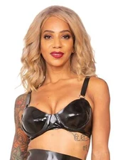 Honour Underwired Power Latex Bra with Adjustable Straps & Press Stud in Black