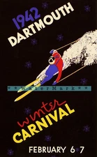 Ski Dartmouth 1942 Winter Carnival Vintage Poster Print Retro Style Sports Art 