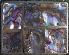 Vintage Abalone Shell Mother of Pearl Silver Mexico Belt Buckle 2.5" X 2" Used