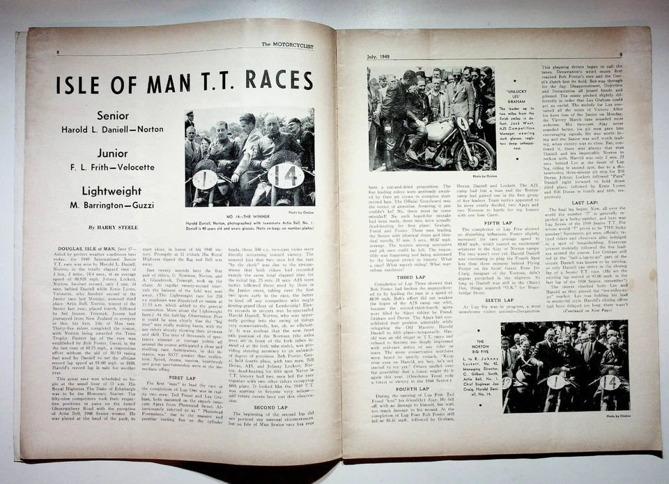 1949 July Motorcyclist Motorcycle Magazine Isle Of Man Laconia Greenhorn Tuners Foto 4 de 4