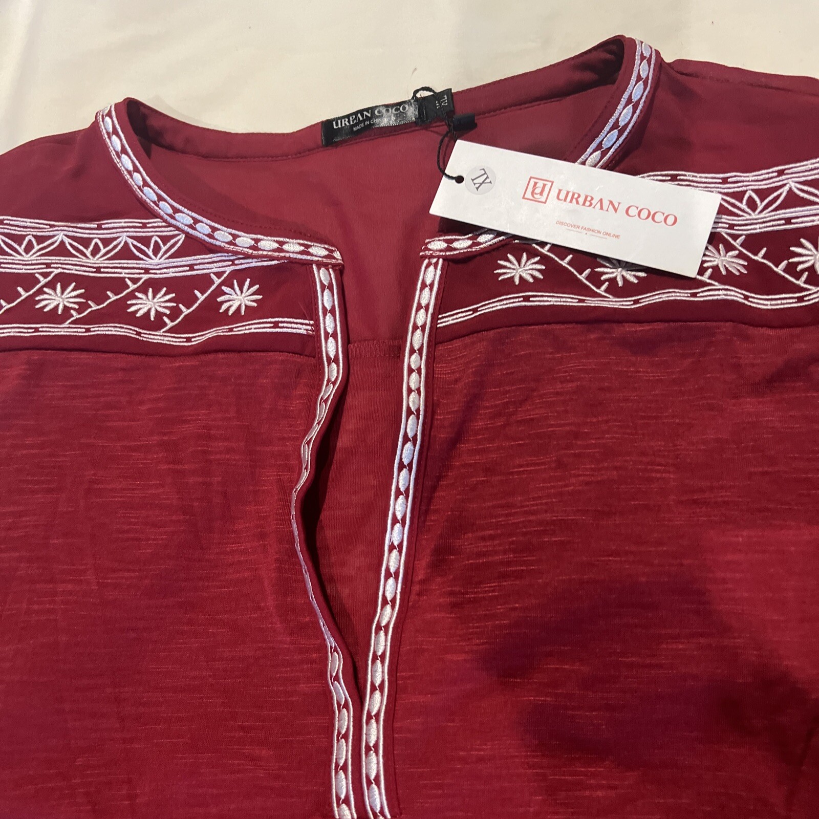 Urban Coco Women's Long Sleeve Boho Embroidered Top EUC Size XL New image 2