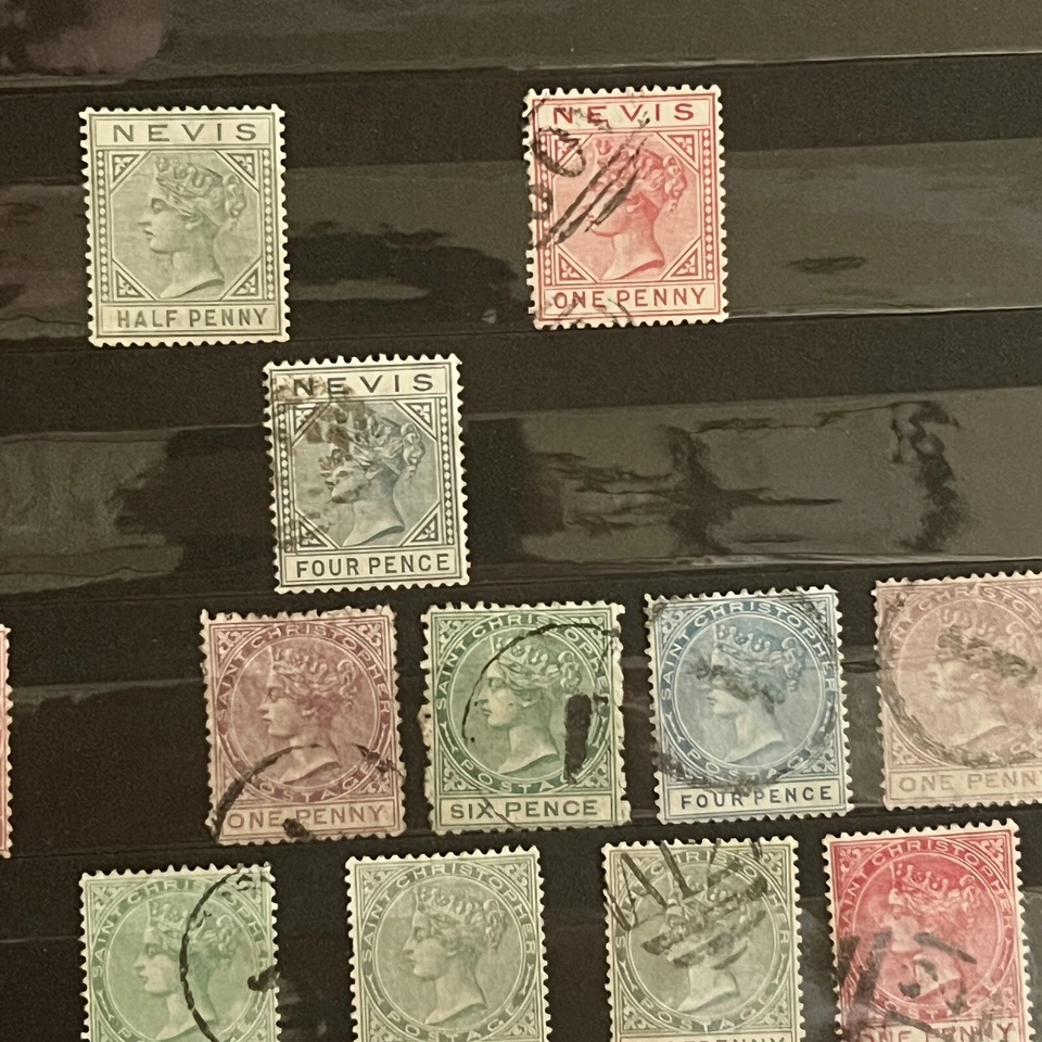 1800s - MID 1900s ST. KITTS & NEVIS MINT USED STAMPS IN STOCK PAGE KGV VICTORIA - Image 3 of 4
