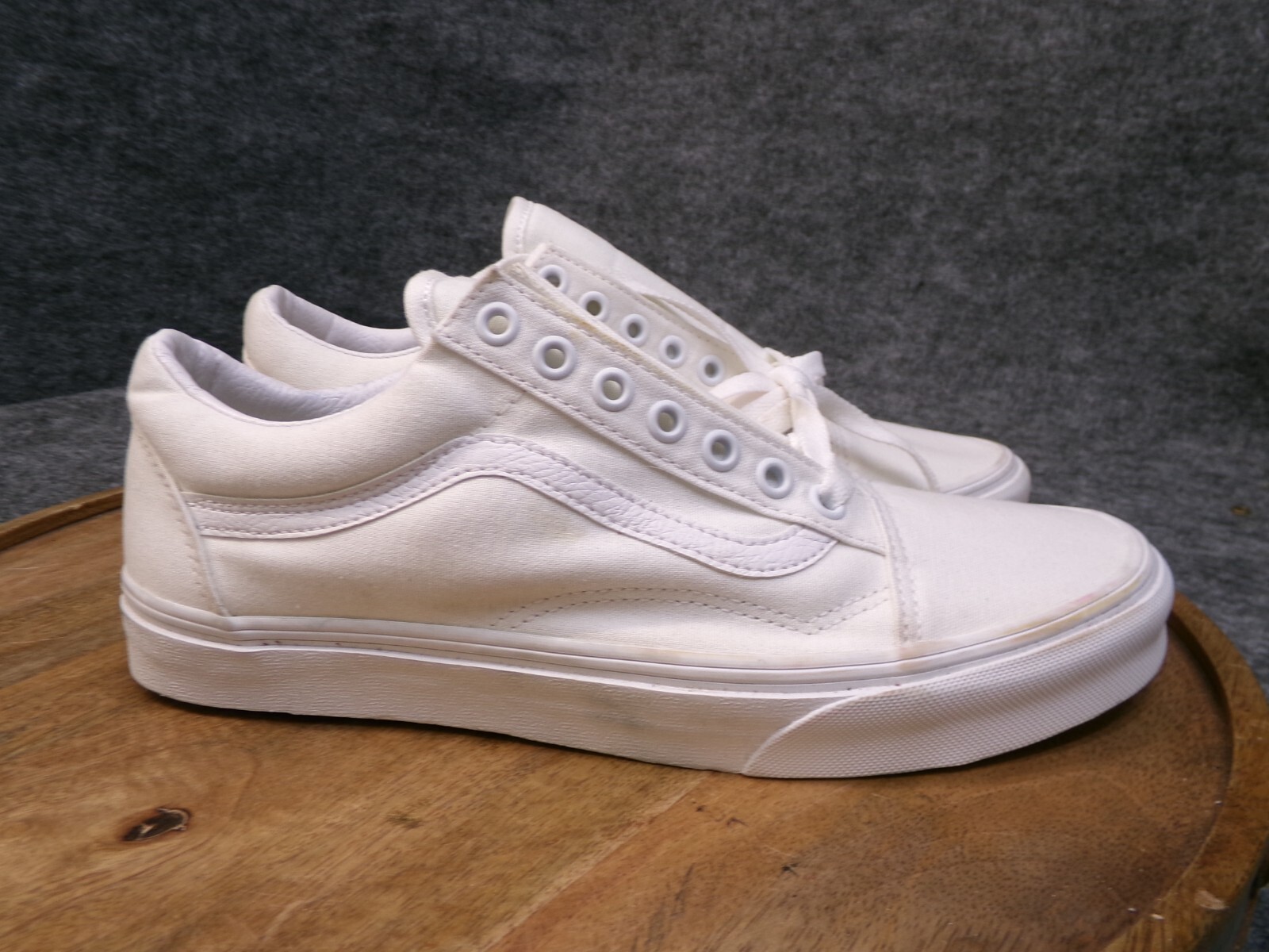 Vans Women's Old Skool Low Canvas True White Skate Shoes Sneakers Size 10 US