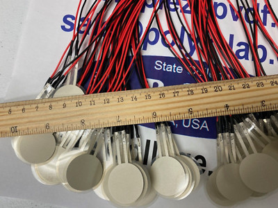 USA piezo PVDF film Sensor, Circular 25 mm diameter with connection wires