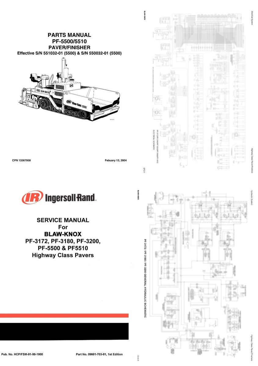 Ingersoll-Rand Blaw-Knox PF5510 Paver Service Parts Manual