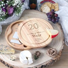 20th Wedding Anniversary Couple Gifts Personalised Engraved Cheeseboard Gift Set