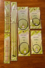 Knitters Pride Bamboo Knitting Needle Lot Of 7 24K Circular  Single Point New 
