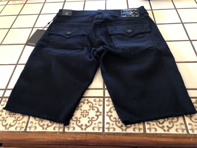 TRUE RELIGION RICKY RELAXED SHORTS JEANS SIZE 30 JET BLACK DENIM 