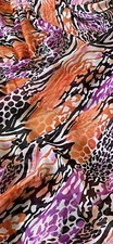 White Orange Pink Jaguar Zebra Print Chiffon Fabric 58'' PRICE PER METER
