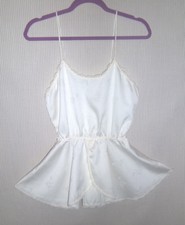 Vintage 1980's Val Mode Size M Bust 36" Ivory Teddy Camisole Flowers fits S/M