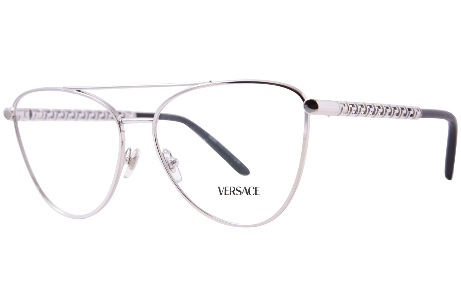 Versace VE1296 1000 Eyeglasses Frame Women's Silver Full Rim Cat Eye 55mm
