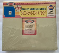 2-Memory Stor Deluxe Bonded Leather Scrapbooks Cream 30 Pgs Ea Lignin  PVC Free