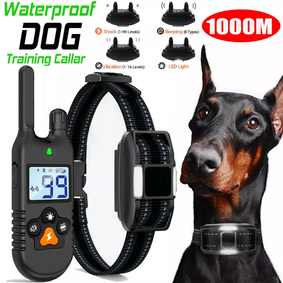 MARKENLOS 1000M Hund Ausbildung Stromschlag Erziehungshalsband Hunde E Shock Ton Funktion