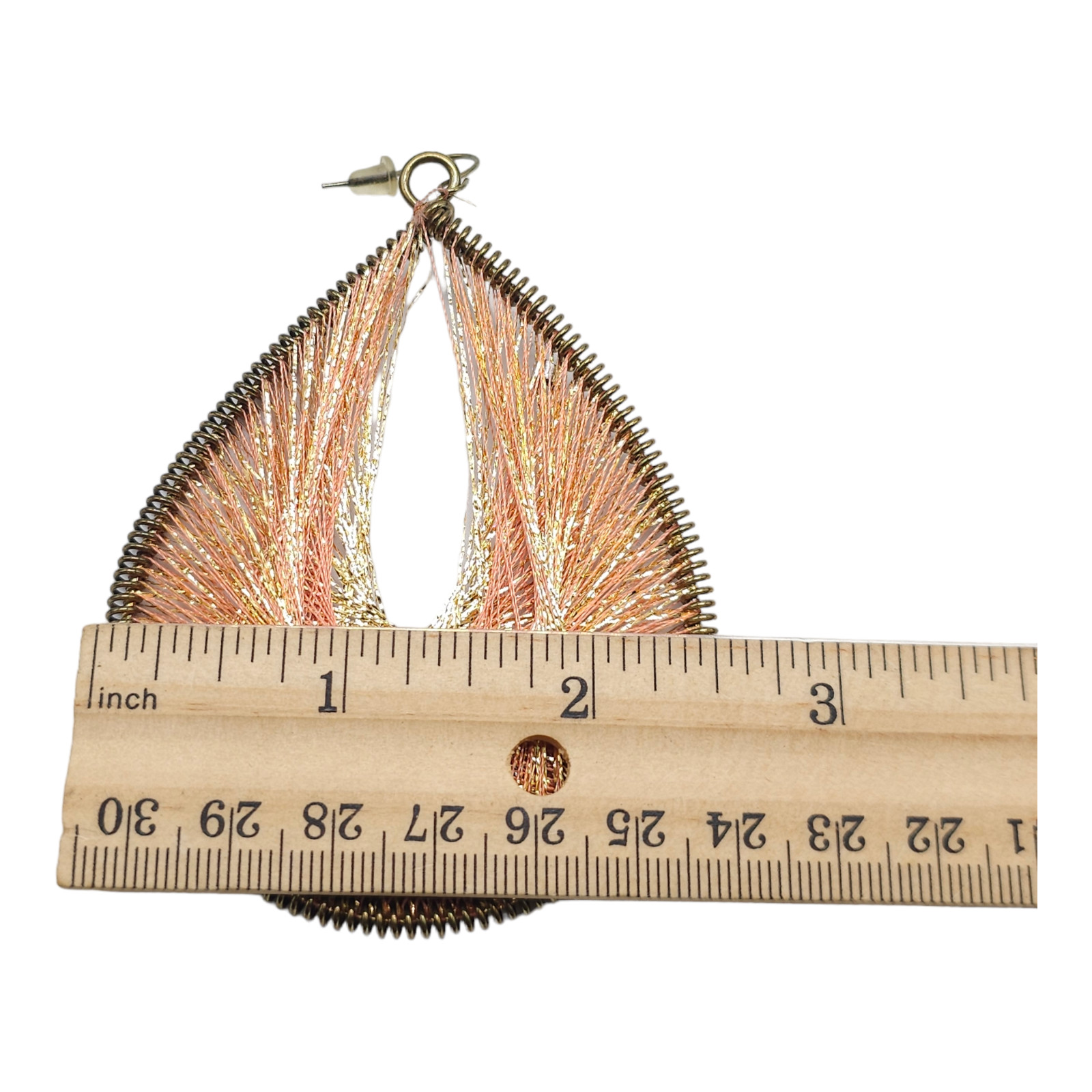 Peruvian Metallic Thread Dangle Drop Earring Hook… - image 3