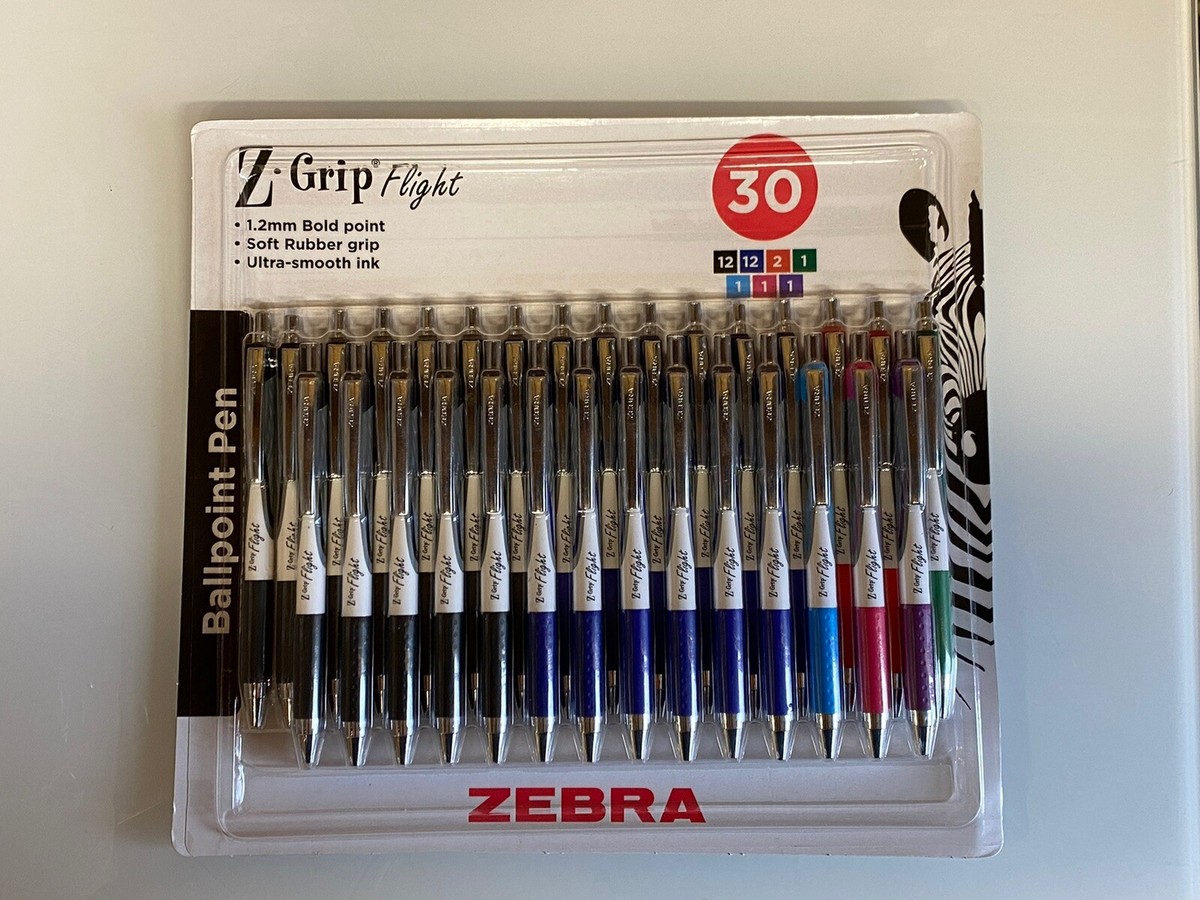 Zebra Z-Grip Flight Retractable Kugelschreiber – 1,2 Mm, Schwarz, Mit Metallclip & Gummigriff