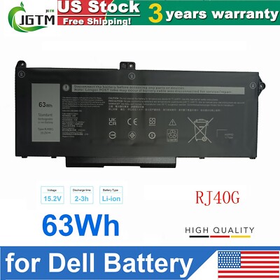 RJ40G Laptop Battery For Dell Latitude 5420 5520 Precision 3560 63Wh 4Cell M033W