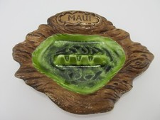 Vintage 1960’s Treasure Craft Maui Hawaii Green Souvenir Dish Bowl Ashtray