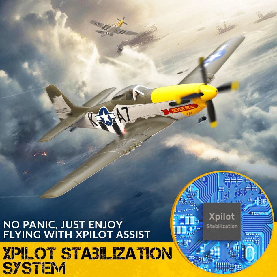 VOLANTEX P51D Mustang RC Plane 2.4G 4CH Aerobatics RTF Brushless Motor Airplane - Image 4 of 4