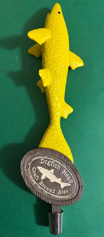 NICE DOGFISH HEAD BEER YELLOW SHARK FIGURAL TAP HANDLE MILTON DELAWARE BREWERY