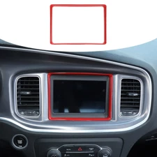 Red Central Control Navigation Panel Frame Accessories For Dodge Charger 2015 UP