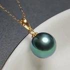 HUGE 13MM NATURAL SOUTH SEA TAHITIAN GENUINE GREEN ROUND PEARL PENDANT 1246